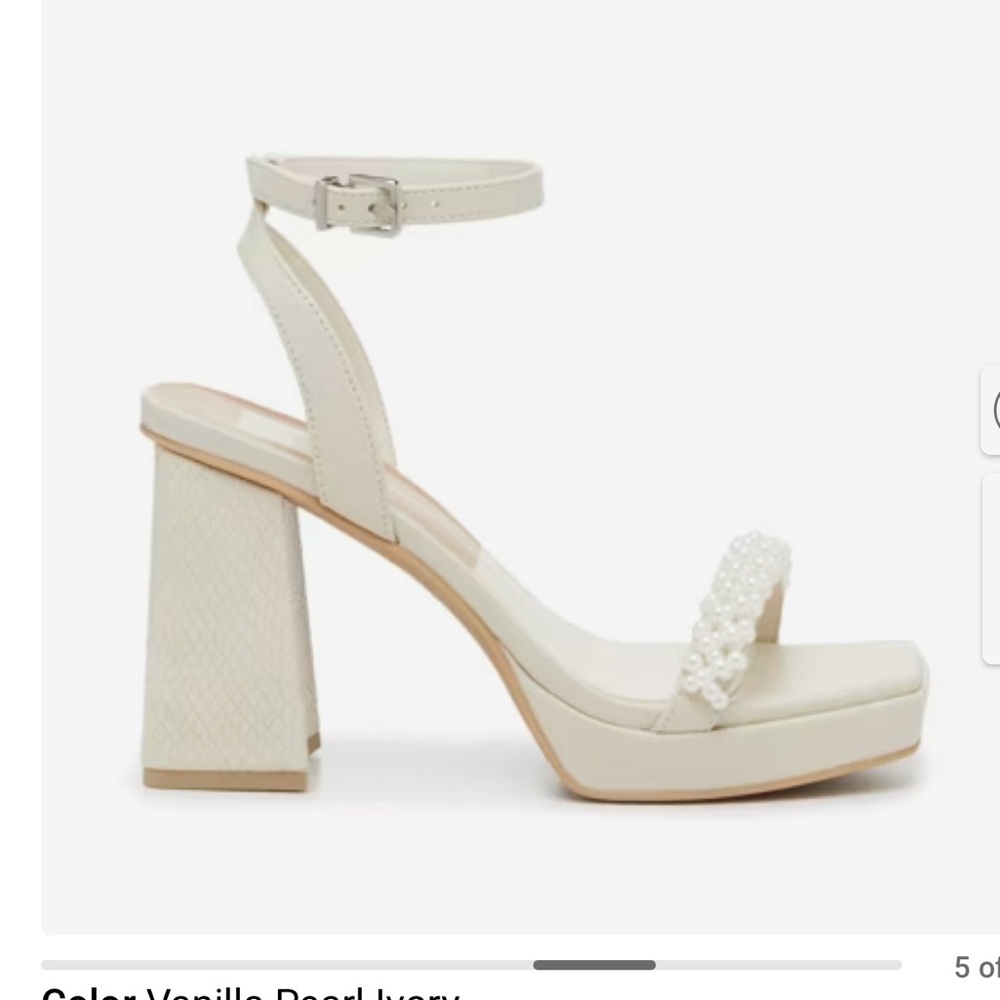 Elegant White and Pearl Ankle Strap Heels